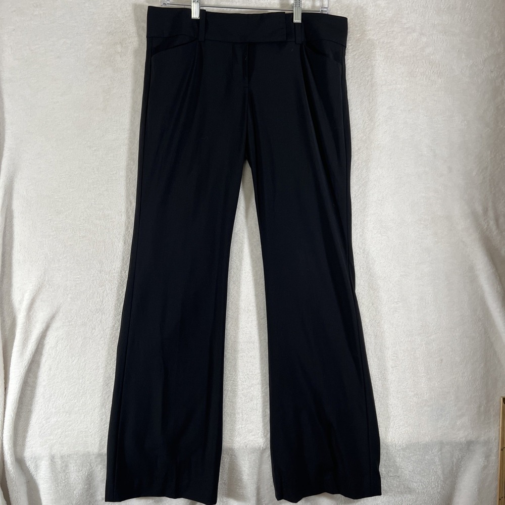 Ann Taylor Pants Womens 6 Black Wool Blend Wide Leg Trouser Minimalist Career